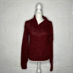 J. Crew Women's Wool Blend Cowl Neck Metallic Rust Orange Sweater Medium